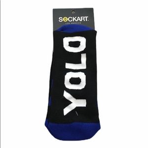 Sockart YOLO Crew Socks, Black, Blue, White
